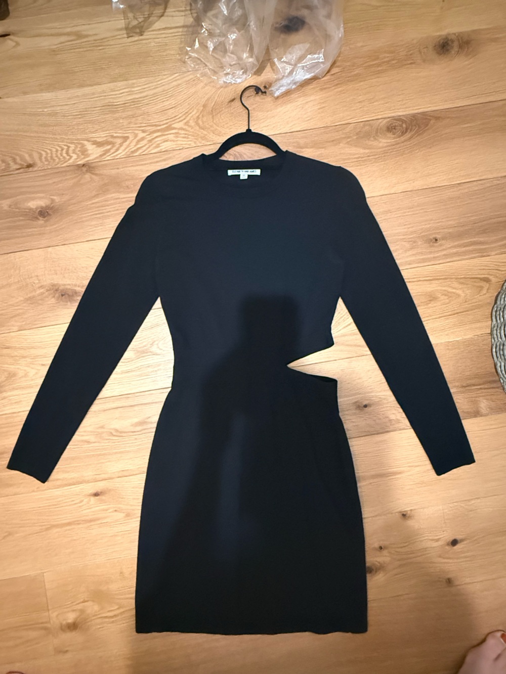 Elizabeth and James Black Long Sleeve Cutout Knit Jumpsuit